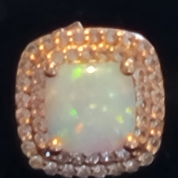 BRAND NEW BEAUTIFUL ROSE GOLD OVER STERLING SILVER AND LAB CREATED OPAL ERRINGS. - Picture 10 of 11